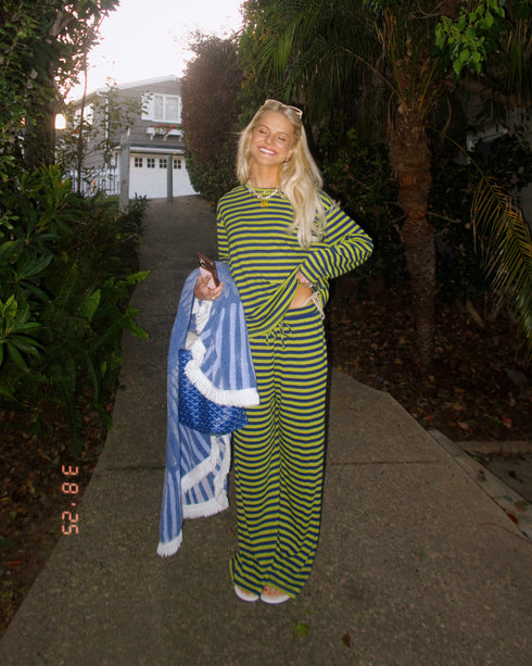 Beach Bum Striped Set // Citrus Green